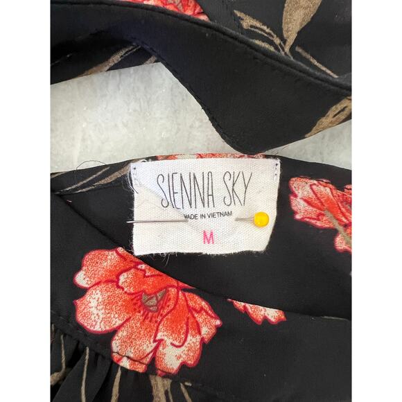 Sienna Sky- Black Floral Print Blouse Womens Size Medium - Picture 4 of 8